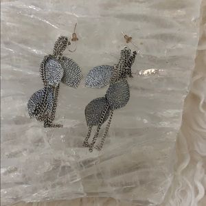 Silver leaf drop earrings